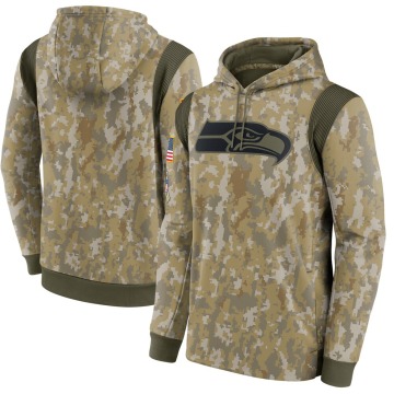 Seattle Seahawks Men's Camo 2021 Salute To Service Therma Performance Pullover Hoodie