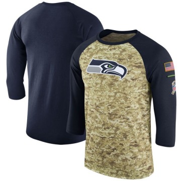 Seattle Seahawks Men's Camo Legend /College Navy Salute to Service 2017 Sideline Performance Three-Quarter Sleeve T-Shirt