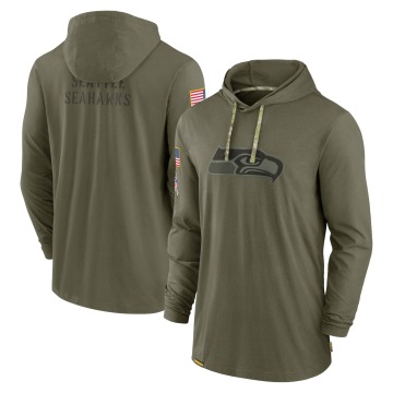 Seattle Seahawks Men's Olive 2022 Salute to Service Tonal Pullover Hoodie