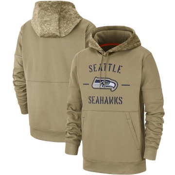 Seattle Seahawks Men's Tan 2019 Salute to Service Sideline Therma Pullover Hoodie