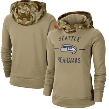 Seattle Seahawks Women's Khaki 2019 Salute to Service Therma Pullover Hoodie