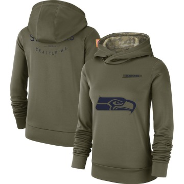 Seattle Seahawks Women's Olive 2018 Salute to Service Team Logo Performance Pullover Hoodie