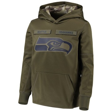 Seattle Seahawks Youth Green 2018 Salute to Service Pullover Performance Hoodie