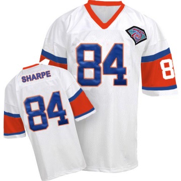 Shannon Sharpe Men's White Authentic With 75 Anniversary Patch Throwback Jersey