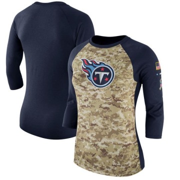 Tennessee Titans Women's Camo Legend /Navy Salute to Service 2017 Three-Quarter Raglan Sleeve T-Shirt