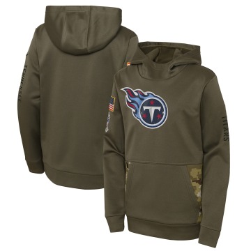 Tennessee Titans Youth Olive 2022 Salute To Service Performance Pullover Hoodie