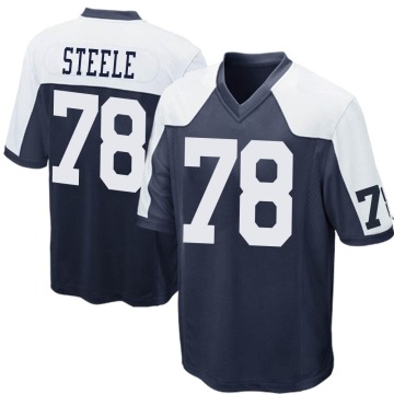 Terence Steele Men's Navy Blue Game Throwback Jersey