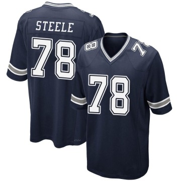 Terence Steele Men's Navy Game Team Color Jersey