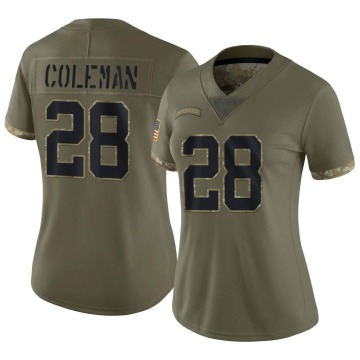 Tevin Coleman Women's Olive Limited 2022 Salute To Service Jersey