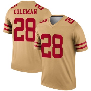 Tevin Coleman Youth Gold Legend Inverted Jersey