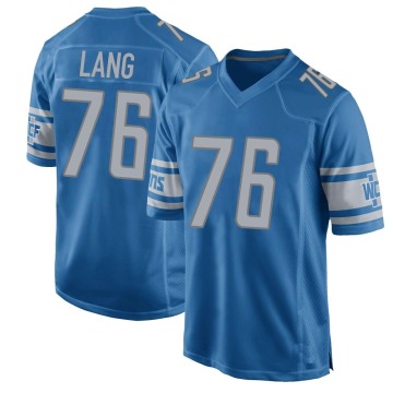 T.J. Lang Men's Blue Game Team Color Jersey