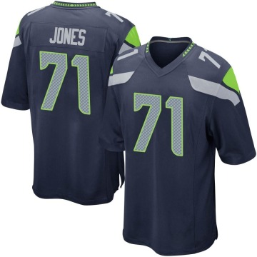 Walter Jones Youth Navy Game Team Color Jersey