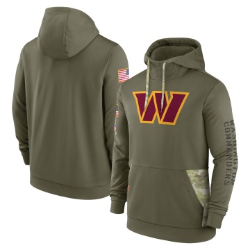 Washington Commanders Men's Olive 2022 Salute to Service Therma Performance Pullover Hoodie