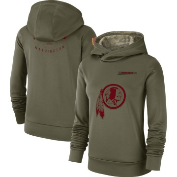 Washington Commanders Women's Olive 2018 Salute to Service Team Logo Performance Pullover Hoodie