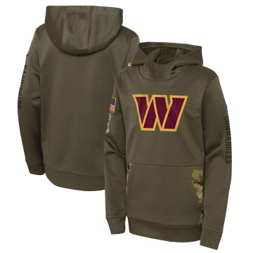 Washington Commanders Youth Olive 2022 Salute To Service Performance Pullover Hoodie